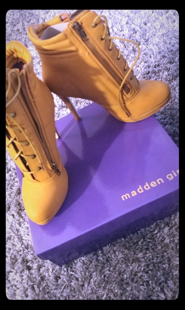 Madden Girl Tan Heel Ankle Boots